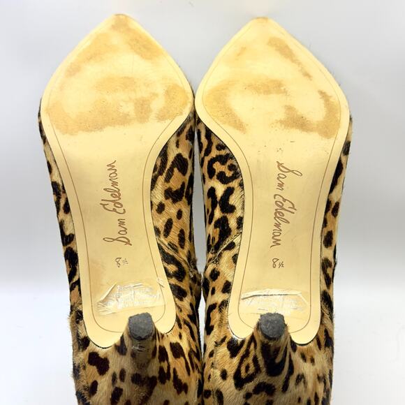 Sam Edelman Kinzey Women's 8.5 Leopard Calf Hair Kitten Heel Booties Ankle Boots - Picture 7 of 9